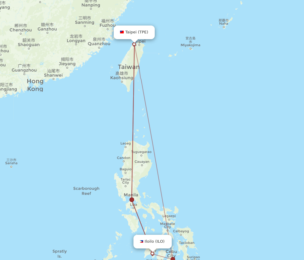 ILO-TPE flight routes