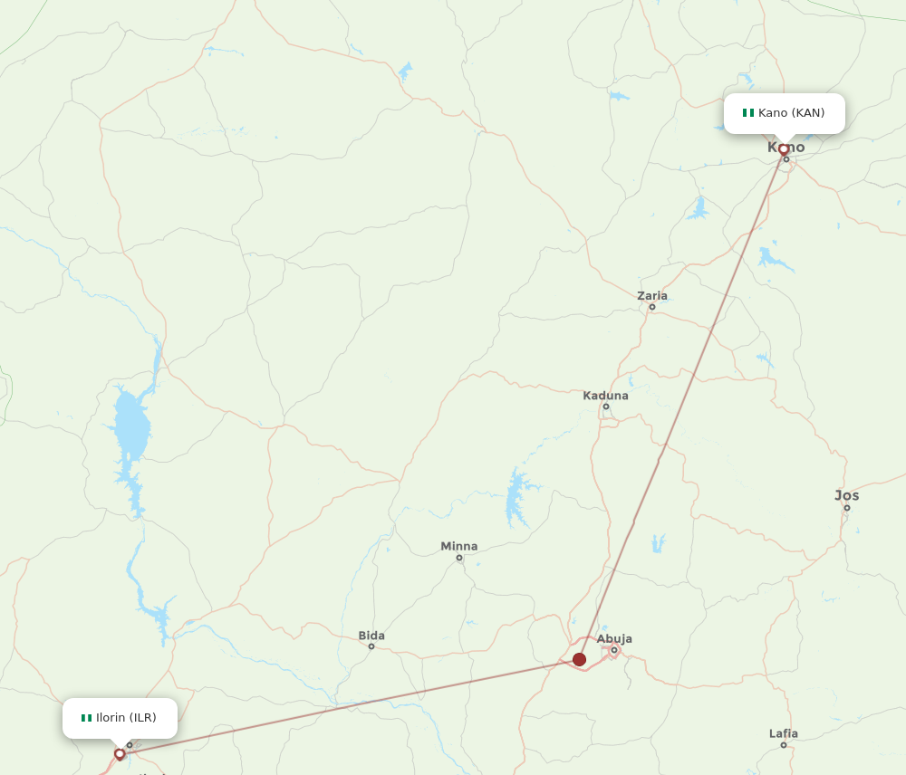 ILR to KAN flights and routes map