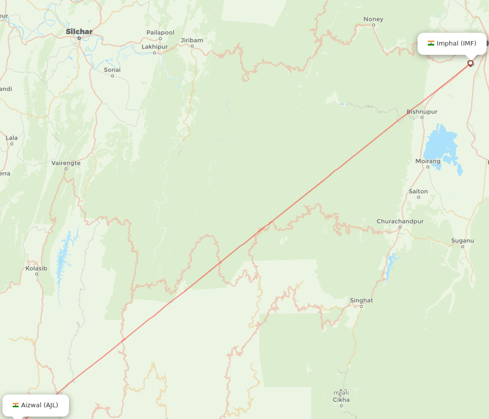 IMF to AJL flights and routes map