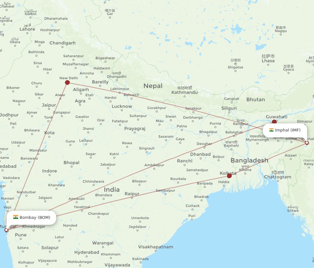 IMF-BOM flight routes