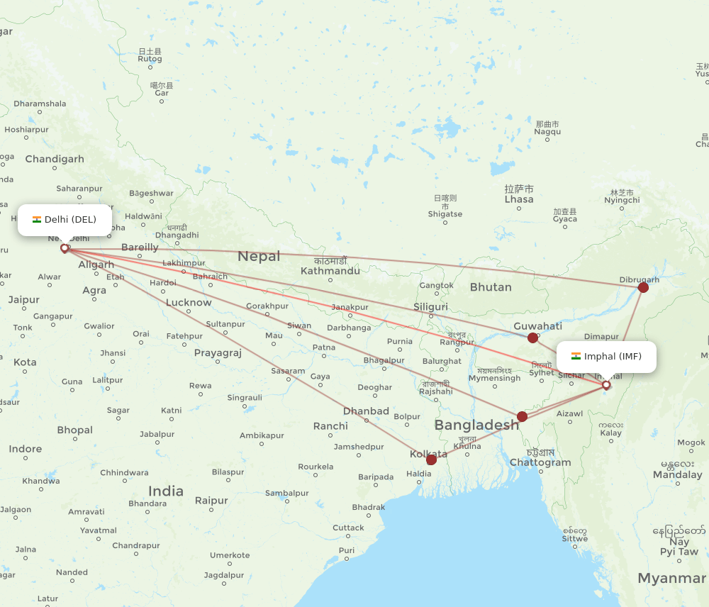 IMF-DEL flight routes