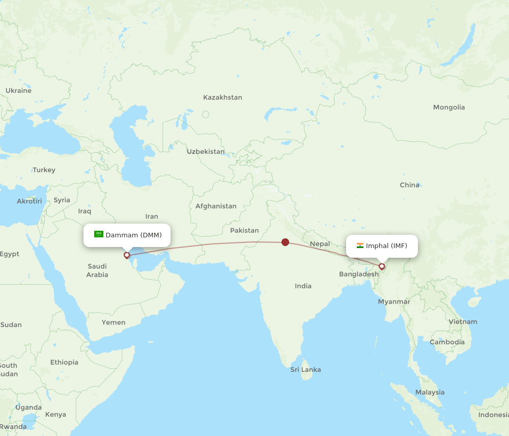 IMF to DMM flights and routes map