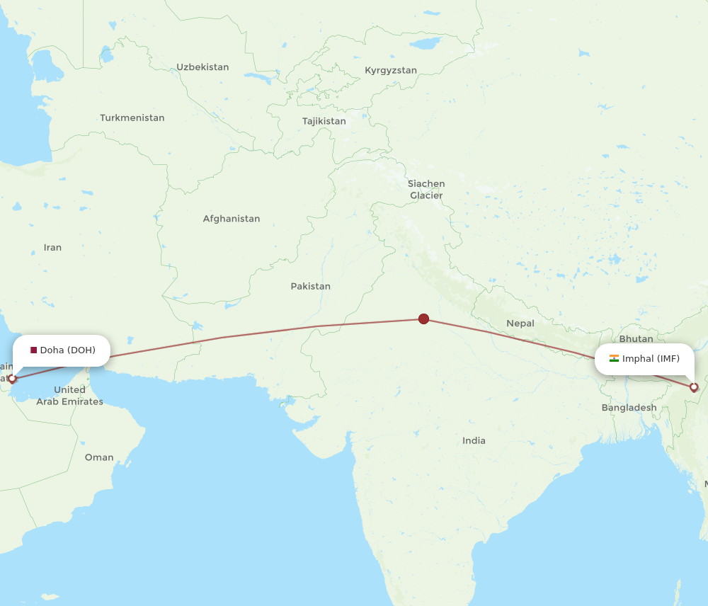 DOH to IMF flights and routes map