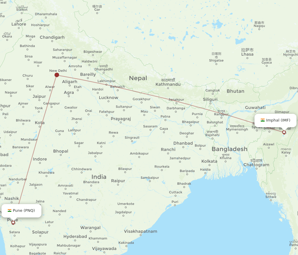 IMF to PNQ flights and routes map