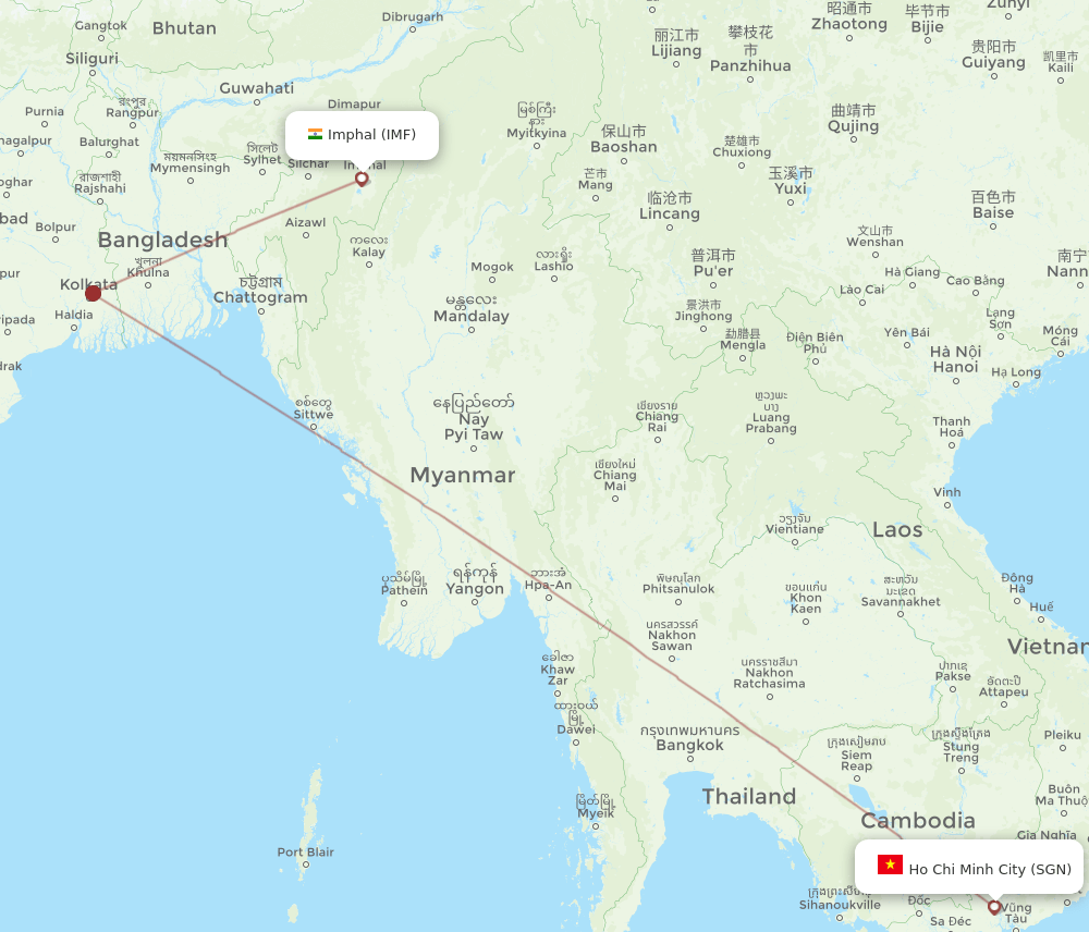 IMF to SGN flights and routes map