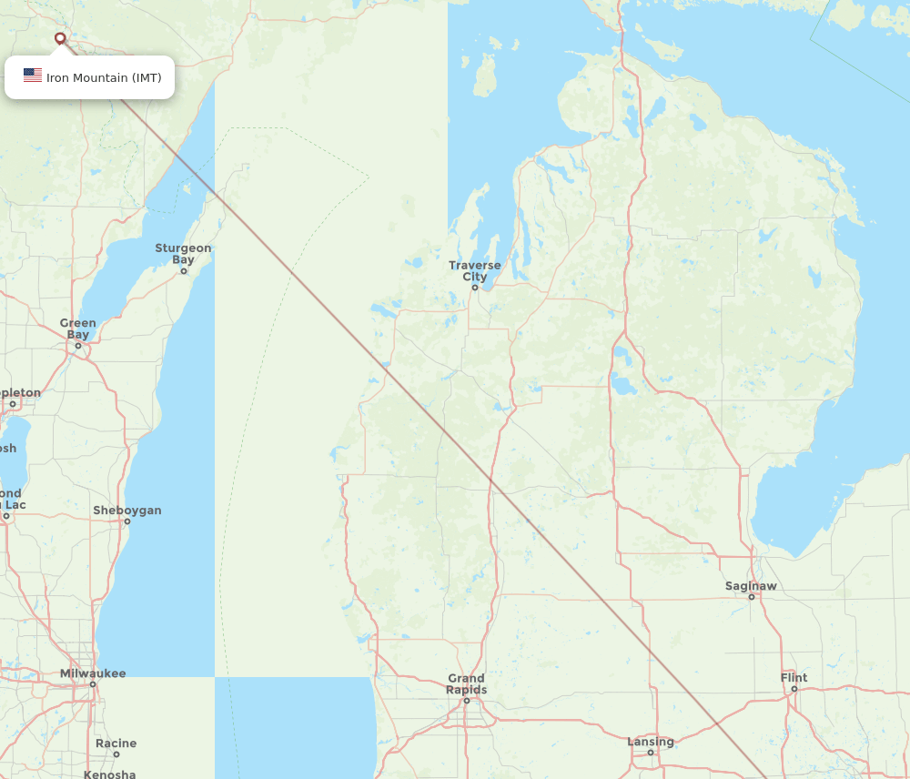 IMT to AZO flights and routes map
