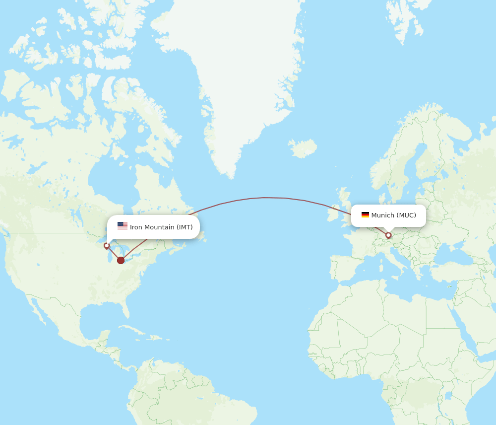 IMT to MUC flights and routes map