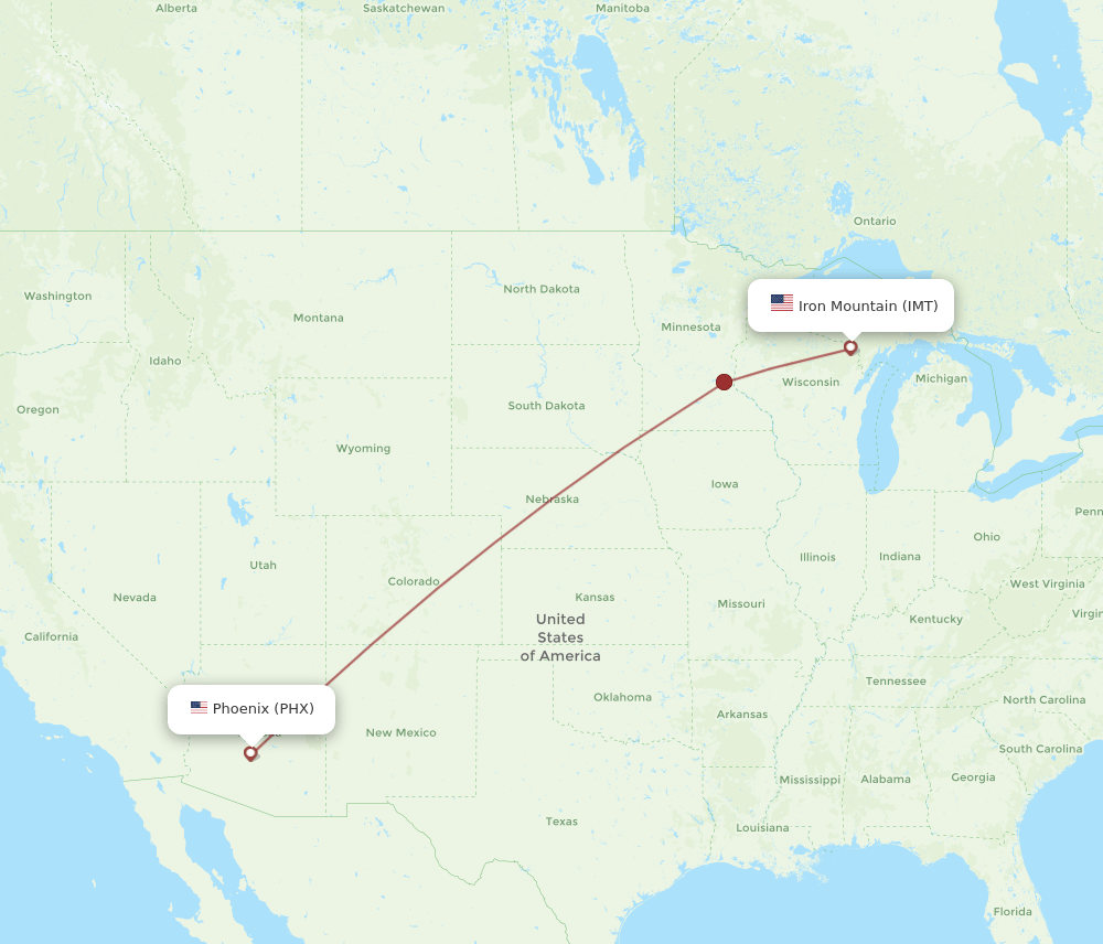 IMT-PHX flight routes