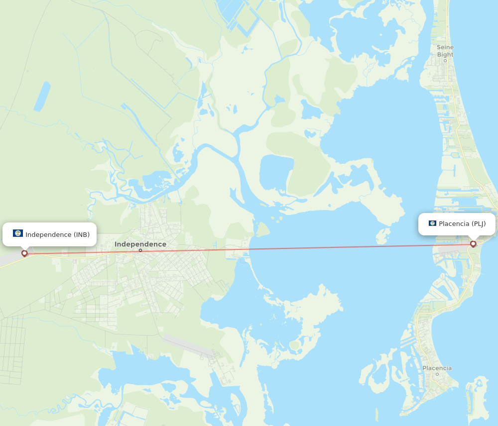 Independence - Placencia route map and flight paths