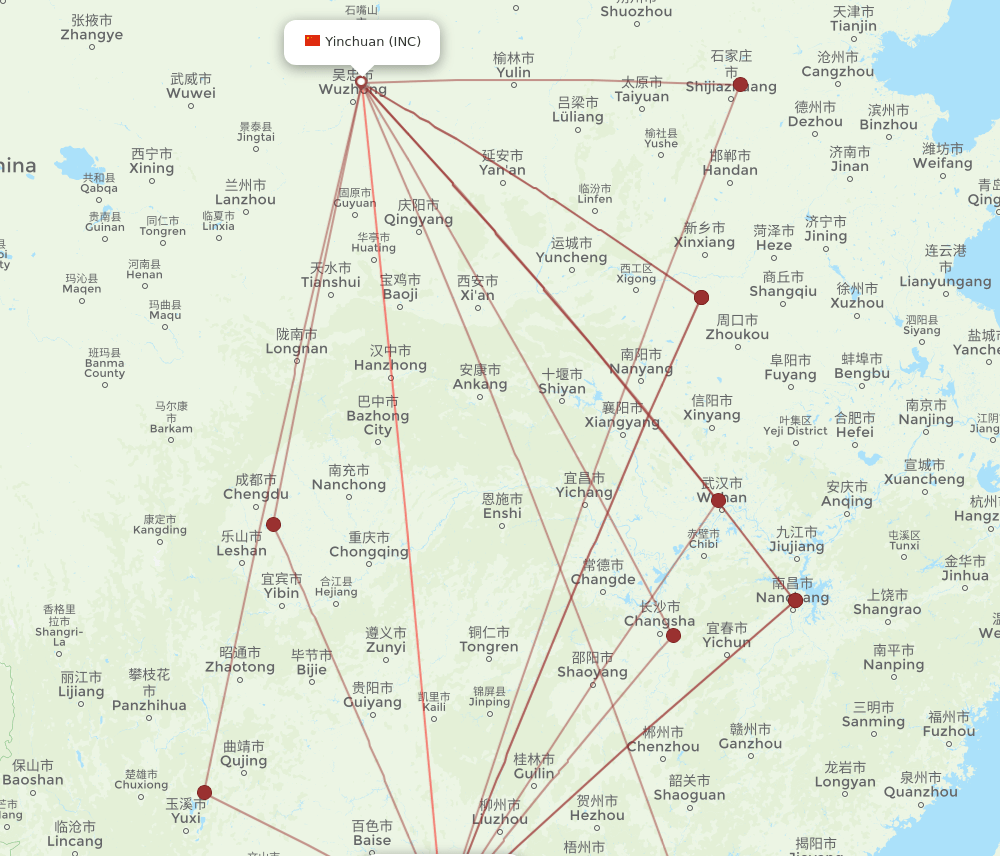 INC to NNG flights and routes map