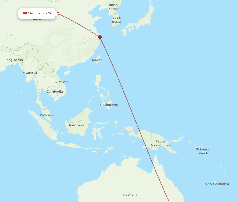 INC-SYD flight routes