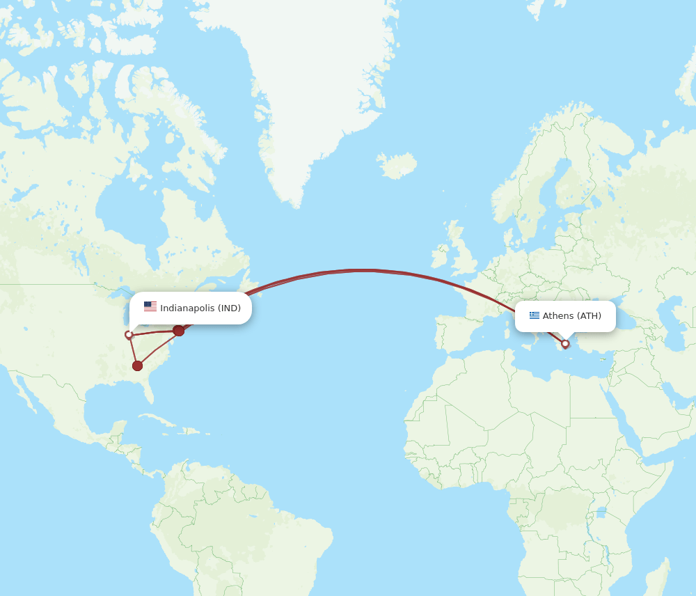 IND-ATH flight routes