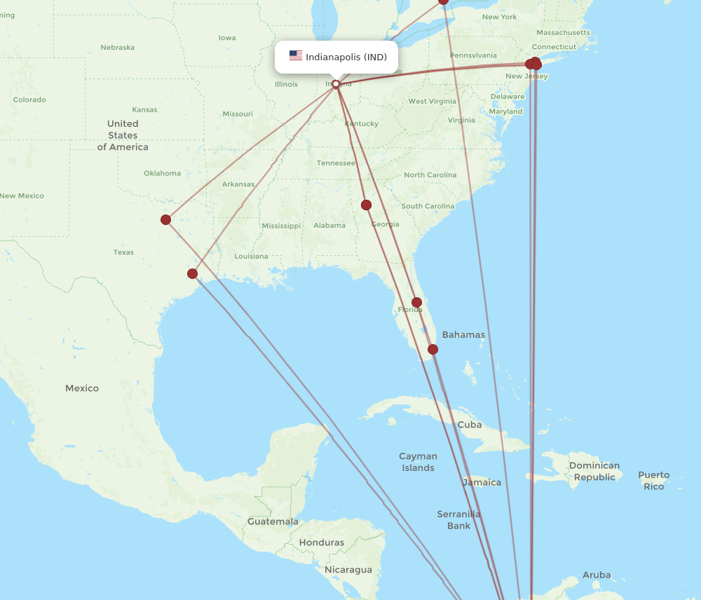 IND to BOG flights and routes map