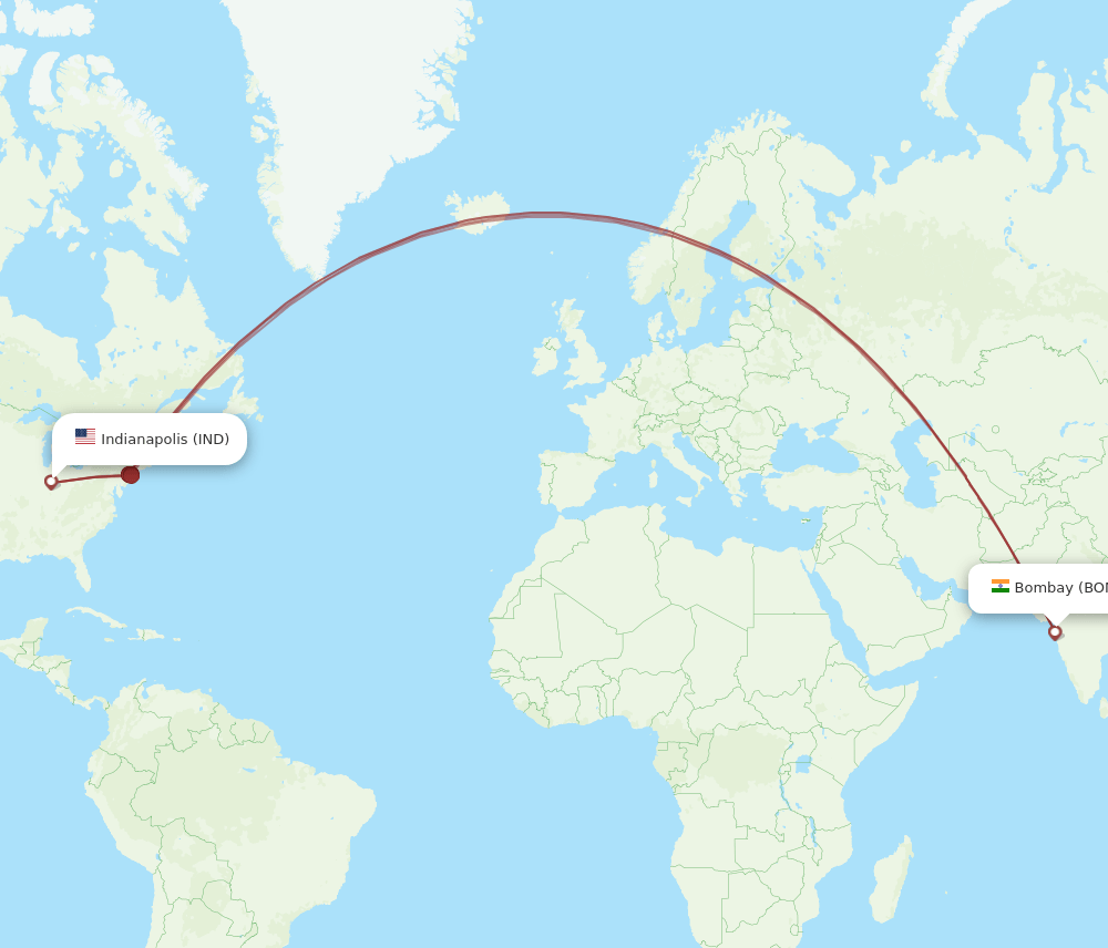 IND-BOM flight routes