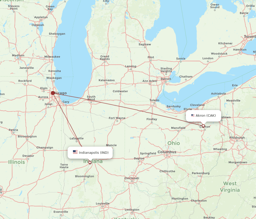 IND-CAK flight routes