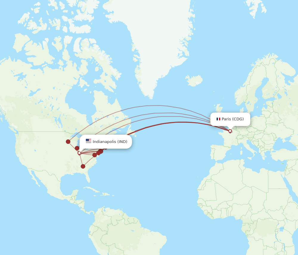 IND-CDG flight routes