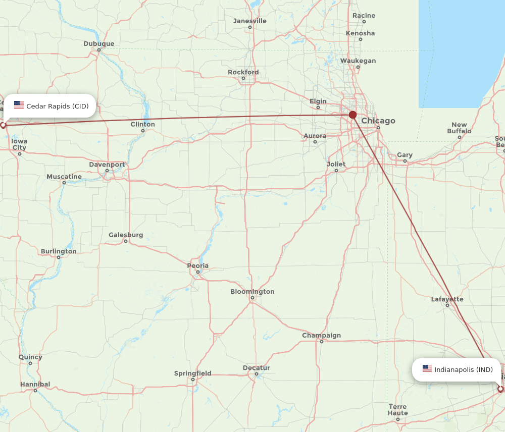 IND-CID flight routes