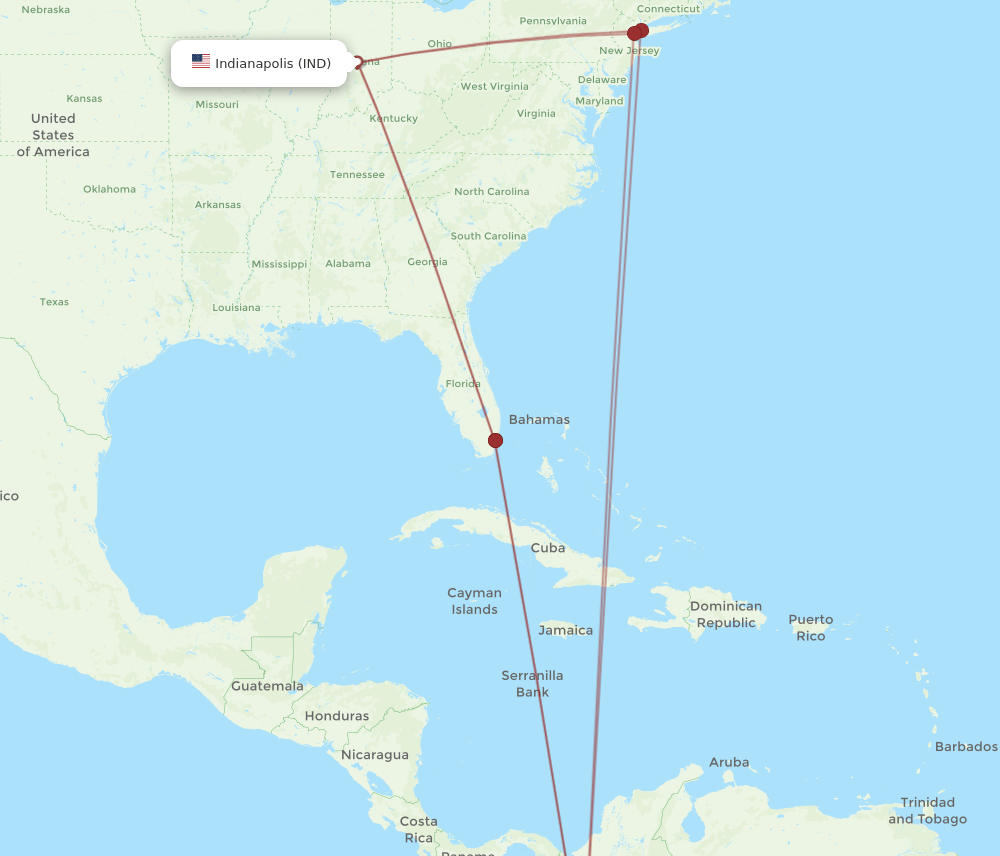 IND to CLO flights and routes map