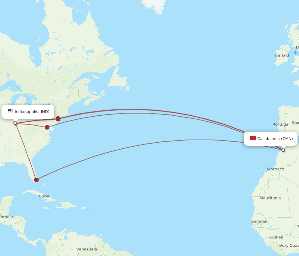 IND-CMN flight routes