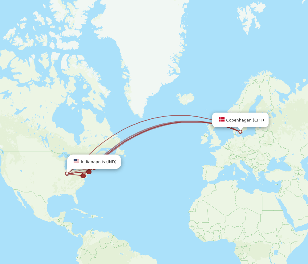 IND-CPH flight routes