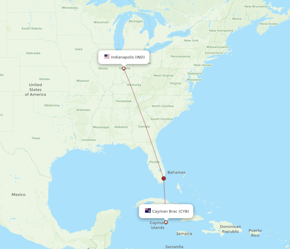 IND-CYB flight routes