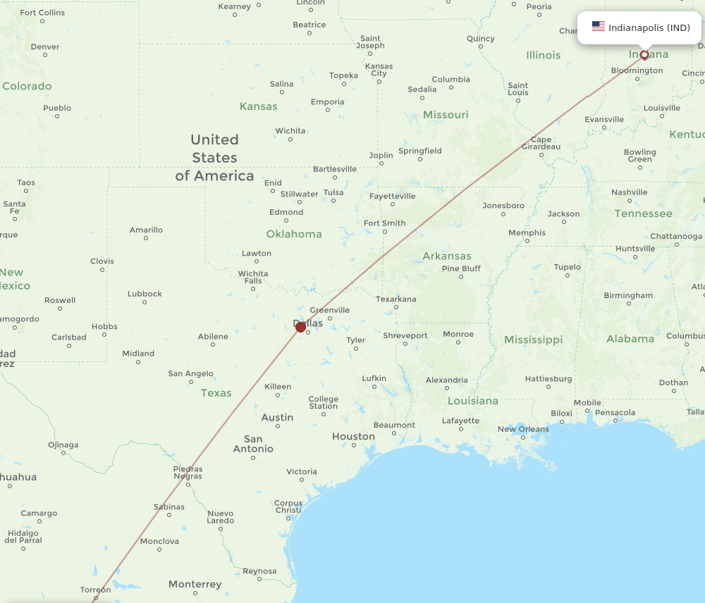 IND to DGO flights and routes map