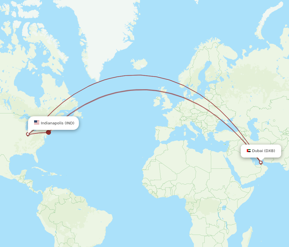 IND-DXB flight routes