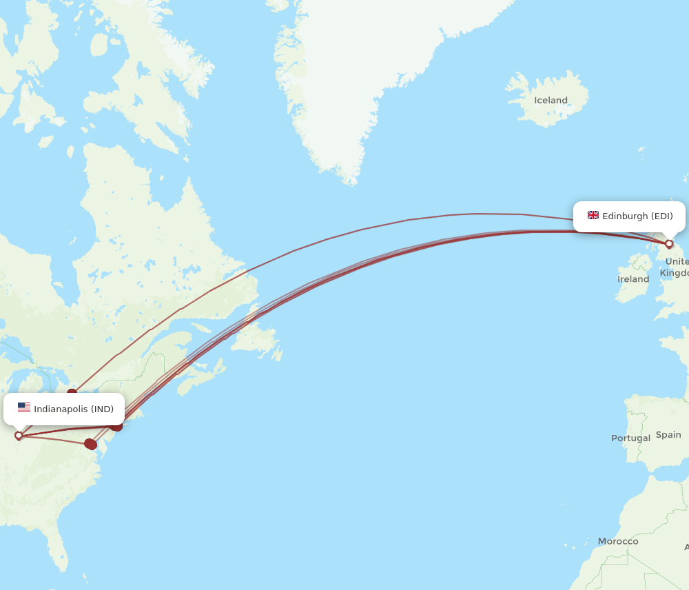 IND-EDI flight routes