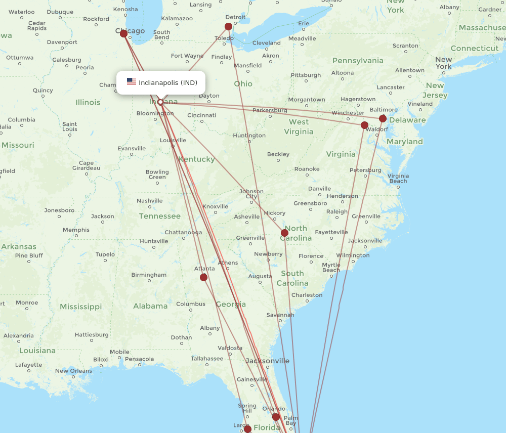 IND-FLL flight routes