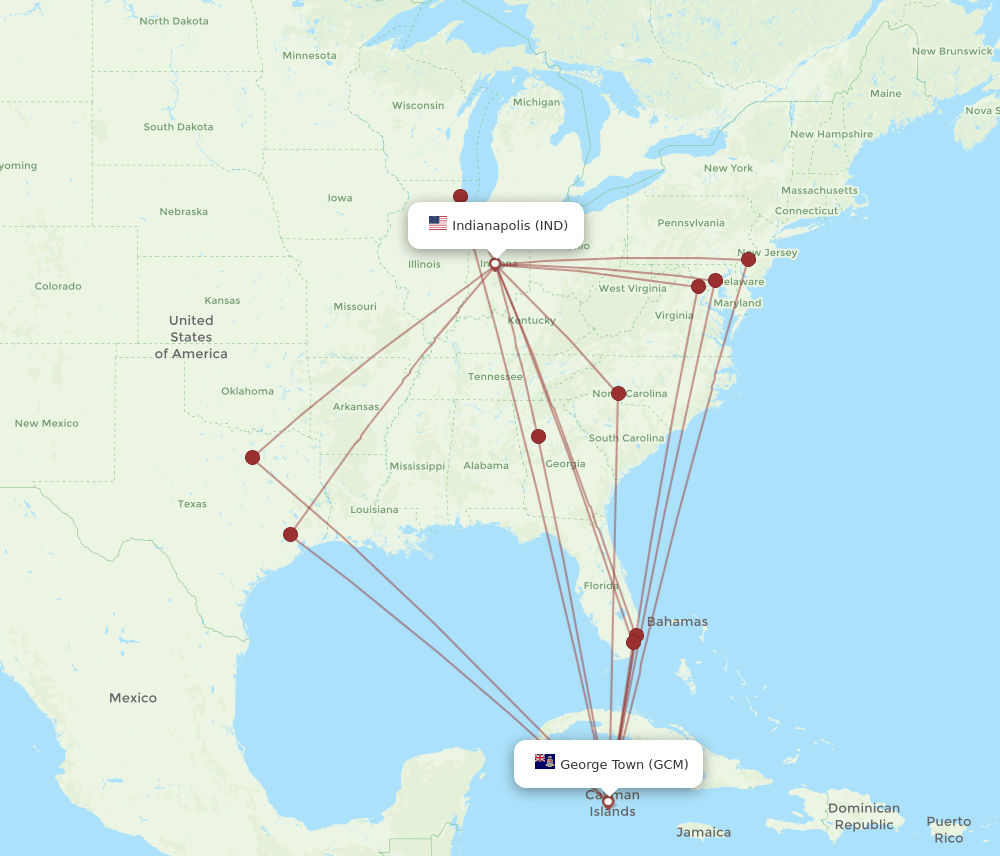 IND-GCM flight routes