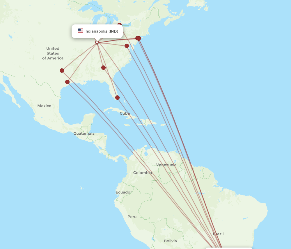 IND-GRU flight routes