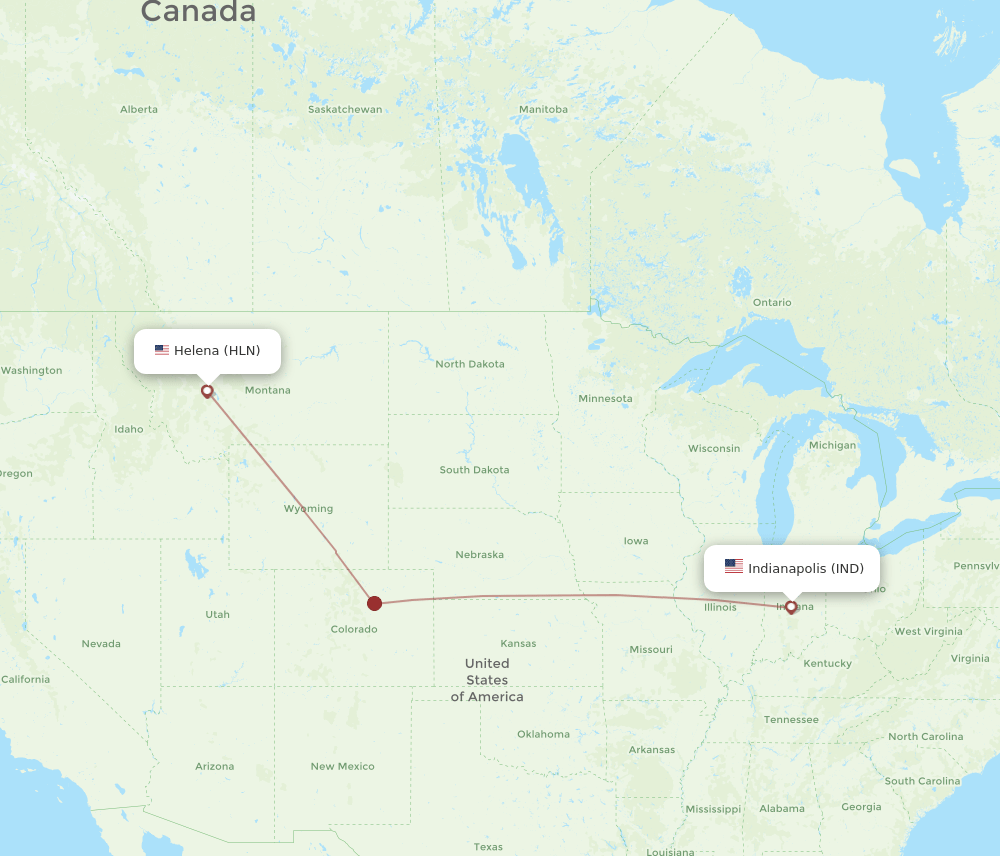 IND-HLN flight routes
