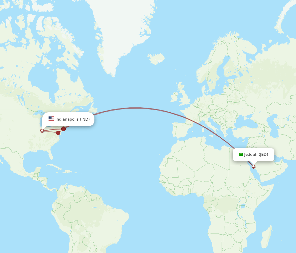 IND-JED flight routes