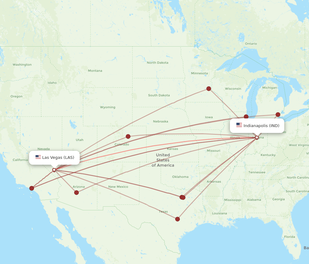 IND-LAS flight routes