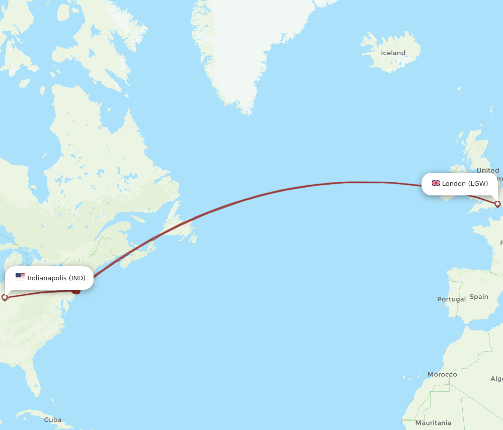 IND-LGW flight routes