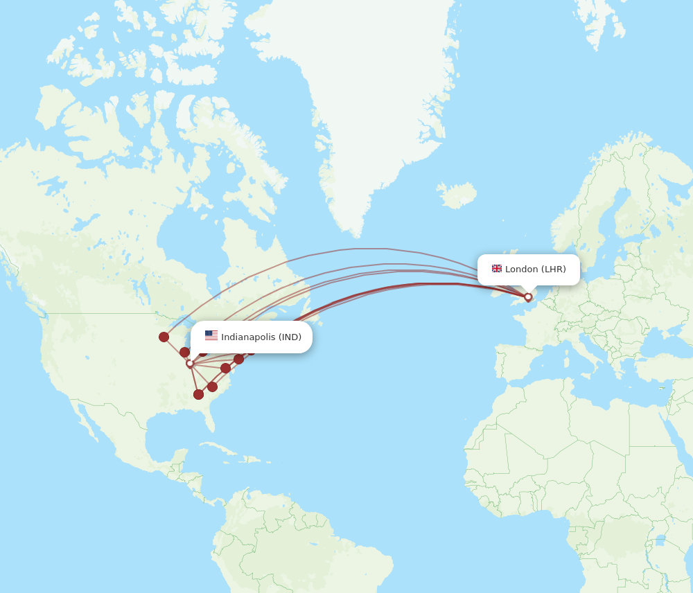 IND-LHR flight routes