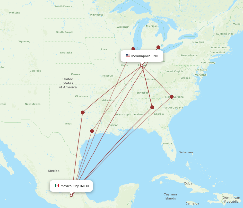IND-MEX flight routes