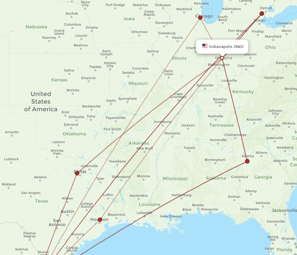 IND-MTY flight routes