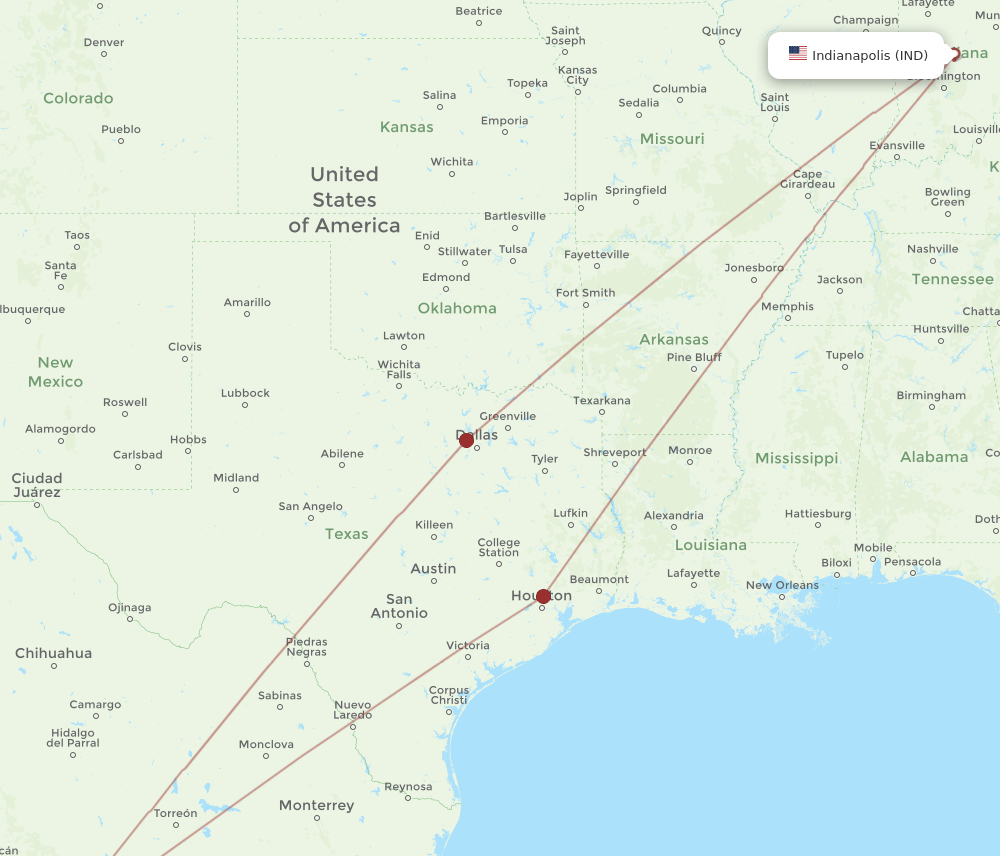 IND-MZT flight routes