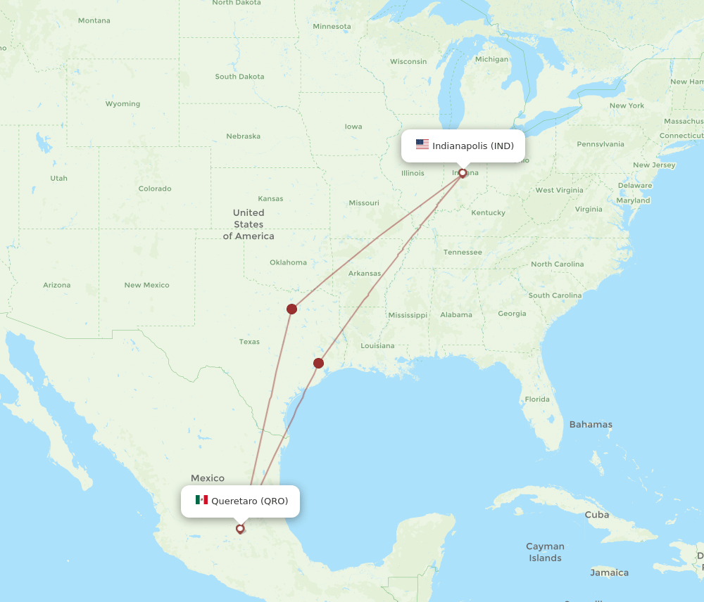 IND-QRO flight routes