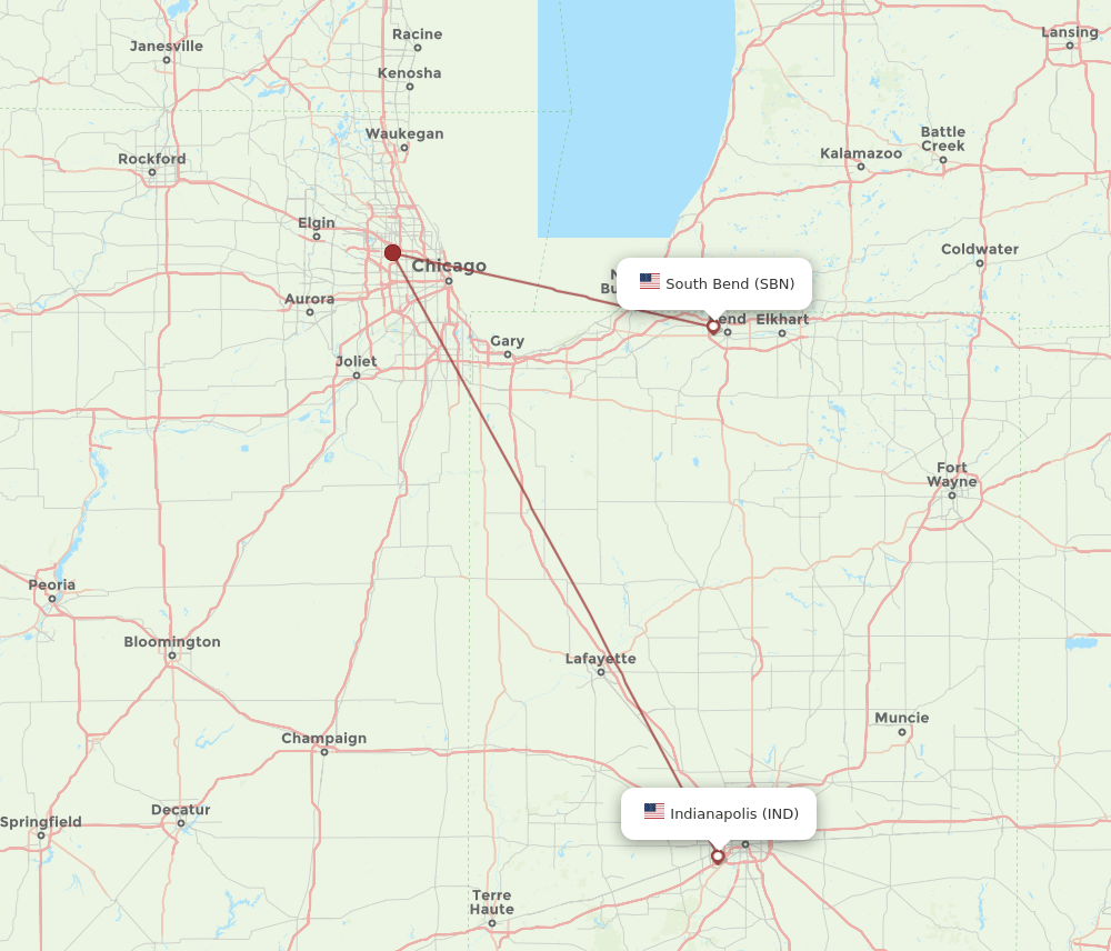 IND-SBN flight routes