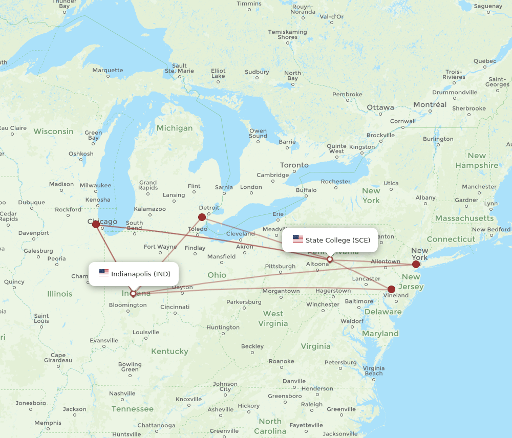IND-SCE flight routes