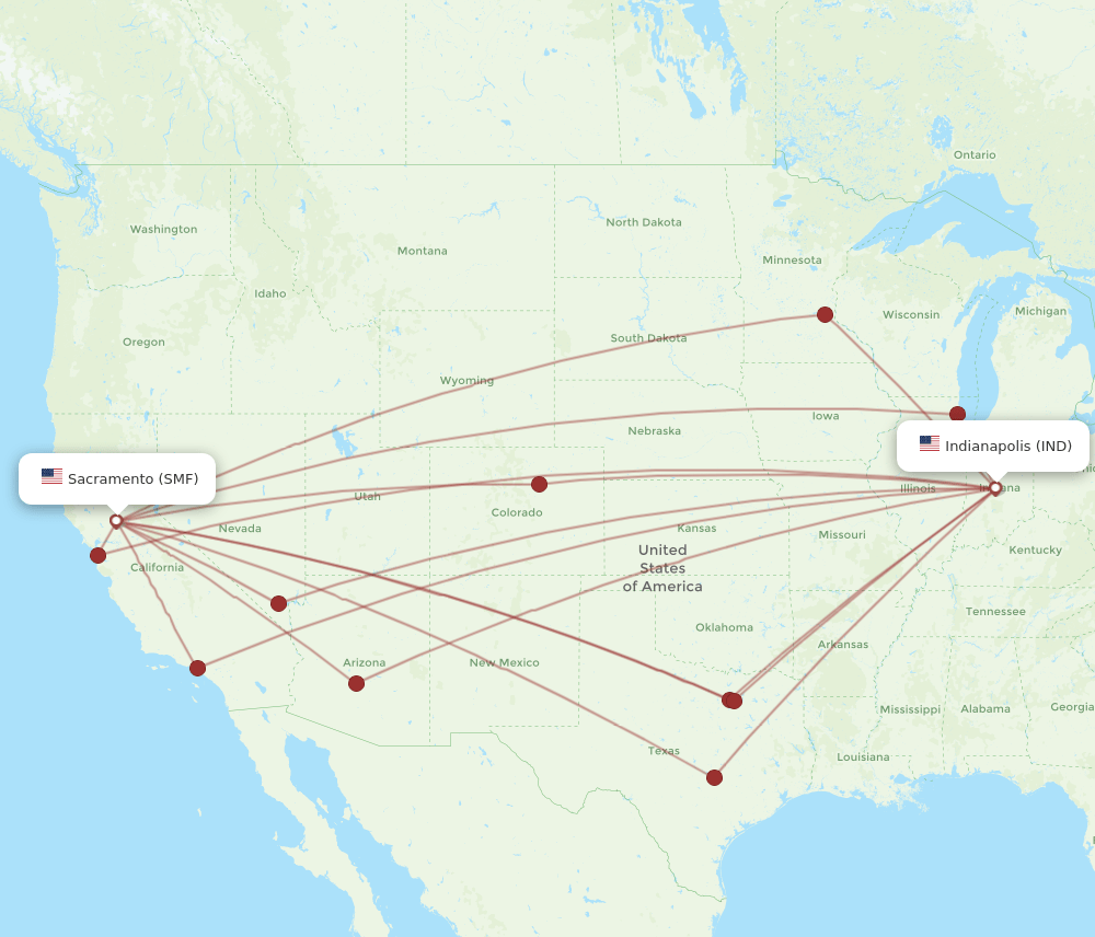 IND-SMF flight routes