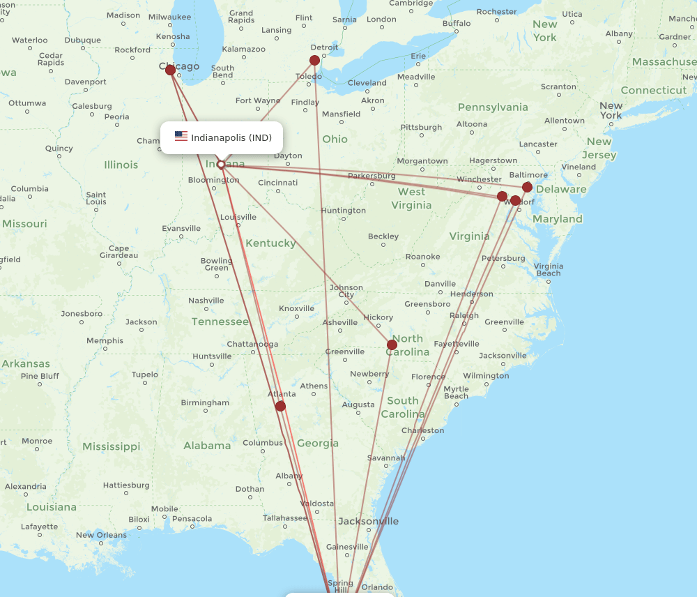 IND-SRQ flight routes