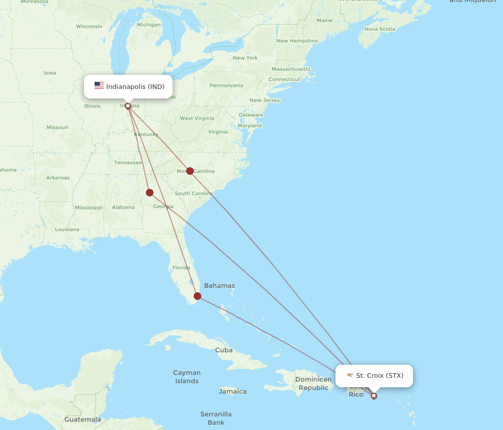 IND-STX flight routes