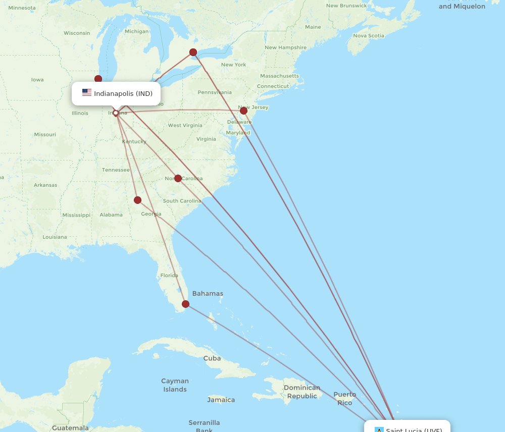 IND-UVF flight routes