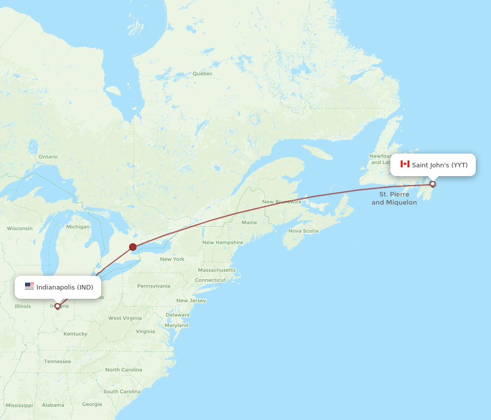 IND-YYT flight routes