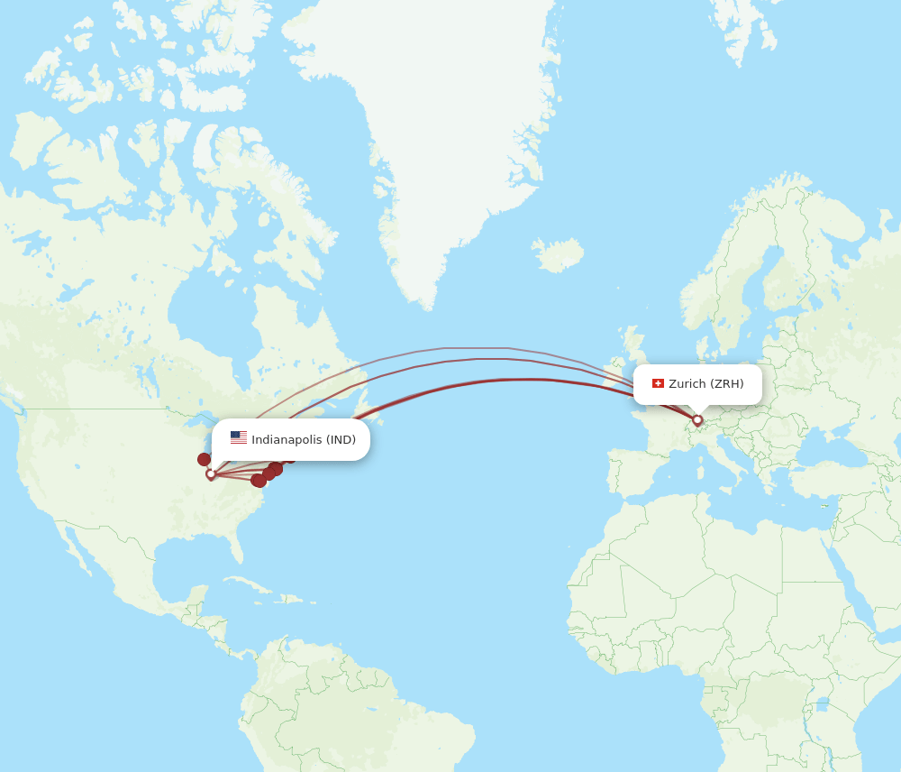 IND-ZRH flight routes