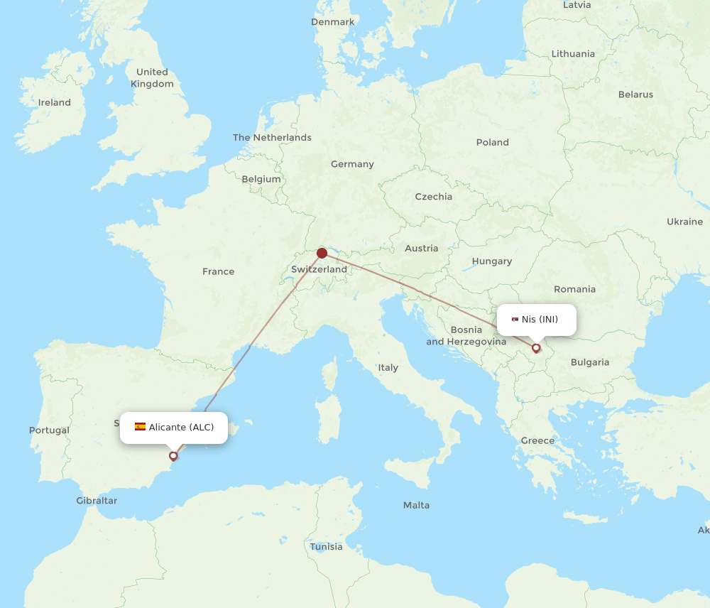 INI-ALC flight routes