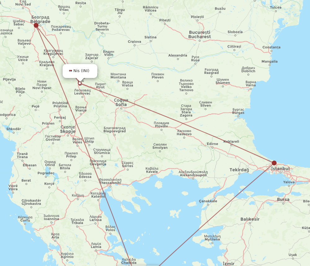 INI-ATH flight routes